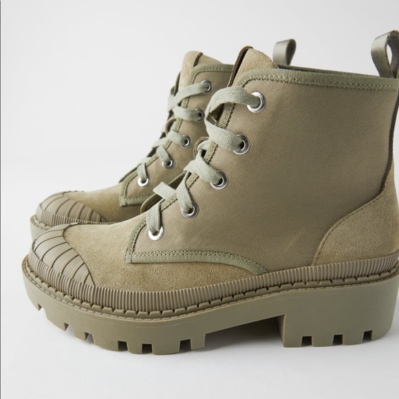 ZARA BNWT Flat Canvas Ankle Boots - Picture 3 of 5